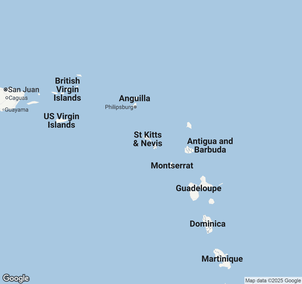 Map of Saint Kitts and Nevis