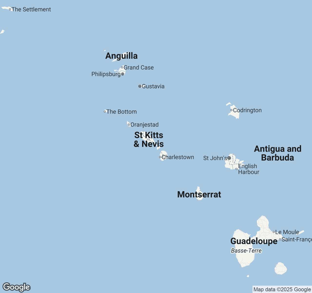Map of Saint Kitts and Nevis