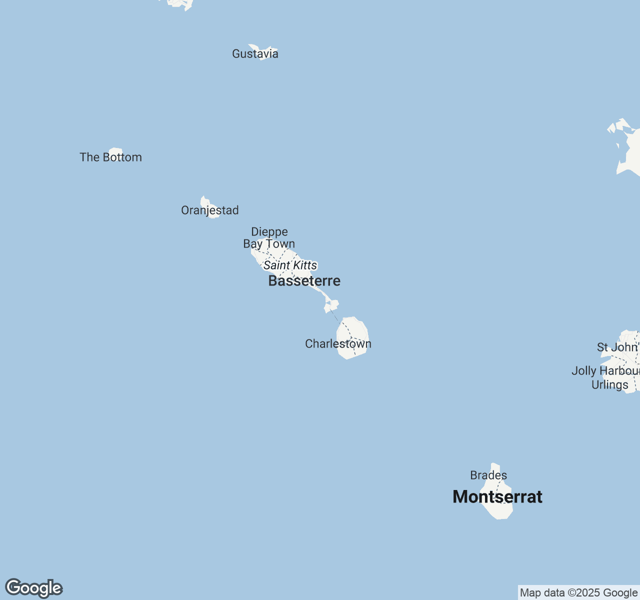Map of Saint Kitts and Nevis